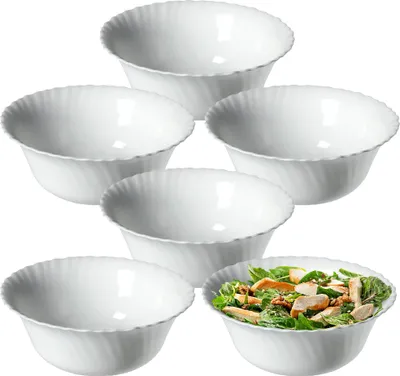 Produktbild von KADAX Schüssel ∅ 20 cm, 6er Set, Schale aus gehärtetem Glas, Obstschale, Salatschüssel, Dessertschale, Müslischüssel, Suppenschale, Snackschale, Spülmaschinenfest (Weiß)