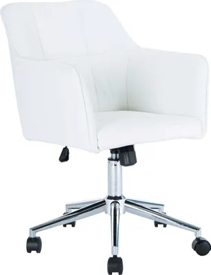 Image de SVITA JAKE Chaise de bureau avec accoudoirs Réglable en hauteur Chaise pivotante avec roulettes Similicuir blanc