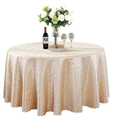 Immagine prodotto di Tovaglia rotonda in tessuto jacquard, color champagne, 280 cm, realizzata in poliestere