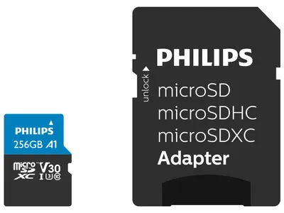 Zdjęcie produktu dla Philips Ultra Pro FM25MP65B - Karta pamięci flash (adapter SD w zestawie) - 256 GB - A1 / Video Class V30 / UHS-I U3 / Class10 - microSDXC