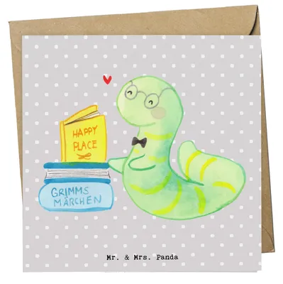 Produktbild von Mr. & Mrs. Panda Grußkarte Buchhändler Herz - Grau Pastell - Geschenk, Buchhandlung, Lesen, Bücherwurm, Leseratte, Glückwunschkarte, Brille, Lernen, doppelkarte