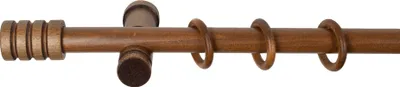 Produktbild von SN Deco - Stilgarnitur Gardinenstange Vorhangstange Pisa, Holz, moderner Träger, 28 mm, 1-Lauf, Komplettset mit Ringen, Farbe Walnuss, 320 cm (2x160 cm)