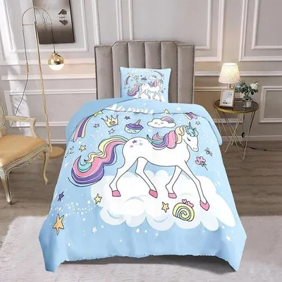 Produktbild von Famanu Kinderbettwäsche-Set, 135 x 200 cm, für Mädchen, 2-teilig, superweich, atmungsaktiv, mit Reißverschluss