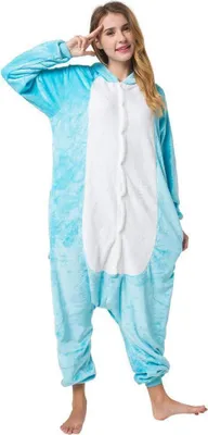 Produktbild von Katara 1744 -  Elefant Blau S (145-155cm), Jumpsuit, Onesie, Karneval, Overall, Party, Karnevals-Kostüm, Verkleidung zum Fasching, Schlafanzug, Hausanzug, Jogginganzug, Cosplay, Tierkostüm für Erwachsene