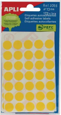 Produktbild von APLI 2055 - Mini gelbe Tüte Aufkleber Ø 13,0 mm 5 Blatt