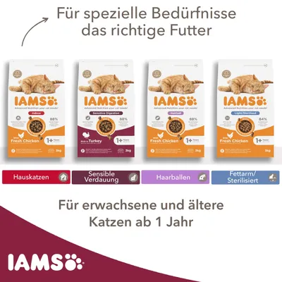 Image de IAMS Sensible Digestion, croquettes pour chats, au poulet, 10 kg