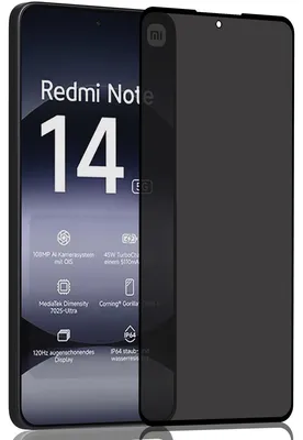 Produktbild von 1-Pack Xiaomi Redmi Note 14 Displayschutzfolie Privacy - Gehärtetes Glas 9H - Super Qualität 3D