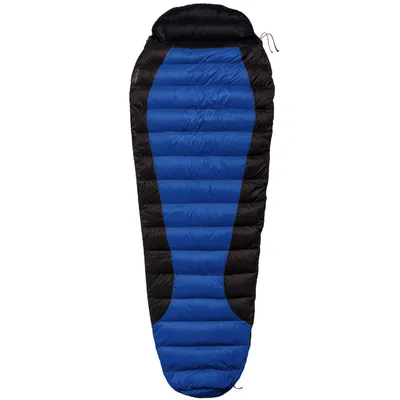 Produktbild von WARMPEACE VIKING 300 Sommerschlafsack 195L - Blau/Grau/Schwarz, Universell, Leicht, Komprimierbar, 3-Jahreszeiten, Extrem -14°C, Komfort 6°C, H-Kammer Design, Federfüllung 90/10, YKK Reißverschluss