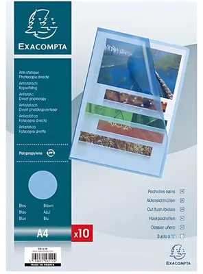 Produktbild von Exacompta 10 Aktensichthüllen aus genarbtem PP 120µ DIN A4 Blau