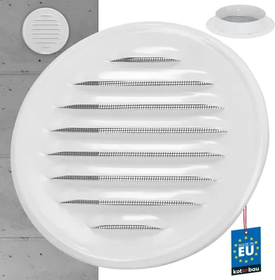 Produktbild von KOTARBAU® Lüftungsgitter Rund Abluftgitter mit Flansch Weiß ⌀  125 mm