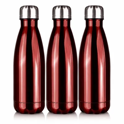 Produktbild von Edelstahl Thermosflasche 3 Set Trinkflasche Isolierflasche Wasserflasche Rot