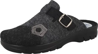Produktbild von Fly Flot Herren Pantoffeln Hausschuhe Filz mit Schnalle, Größe:45 EU, Farbe:Schwarz