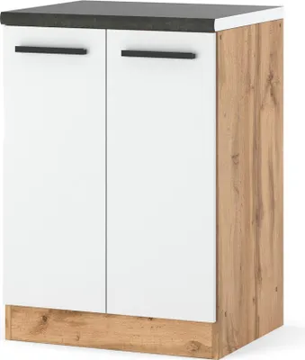 Zdjęcie produktu dla Szafka Kuchenna Stojąca Z Blatem Modułowa Blande 60Cm Wotan Biały Mat