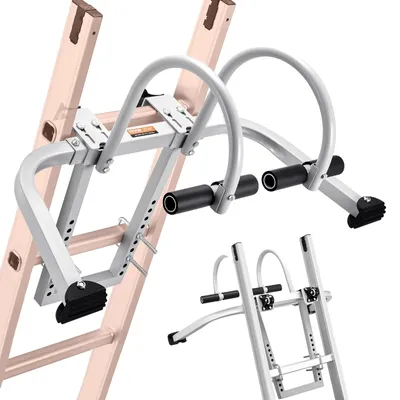 Obrázok produktu pre Stabilizátor rebríka VEVOR, dištančné háky 2 v 1 pre výsuvné stenové rebríky, príslušenstvo pre horizontálne/vertikálne strešné hrebene, T-tyč s oceľovou/gumovou rukoväťou, rýchly prístup na strmé strechy
