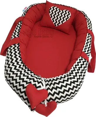 Immagine prodotto di Jaju Baby Nido per neonati con cuscino, 100 x 60 cm, rosso/nero