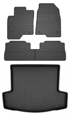 Image de Tapis en caoutchouc + bac de coffre pour Chevrolet Captiva 2011-2017 (coffre standard) – 5 pièces, noirs, sur mesure
