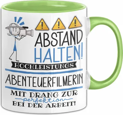Produktbild von Abenteuerfilmerin Tasse Geschenk Lustig Abstand Halten Hochleistungs-Abenteuerfilmerin Mit Drang Zur Perfektion Bei Der Arbeit (Grün)