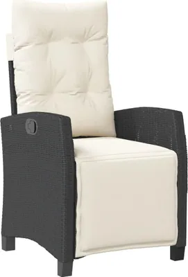 Produktbild von vidaXL Gartensessel mit Fußteil Verstellbar Schwarz Poly Rattan