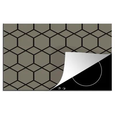 Obrázok produktu pre MuchoWow® Krycia doska sporáka - Indukčná ochrana - 81x52cm Vzory - čierne - sivé - - Kryt na sporák z vinylu - Zväčšuje pracovnú plochu -