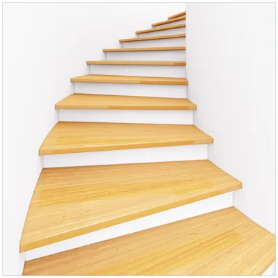 Produktbild von Wallario Premium Glasbild, freischwebende Optik, kräftige Farben, Größe 50 x 50 cm Motiv Wendeltreppe aus hellem Holz