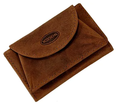 Produktbild von Minibörse mit Münzfach Leder Geldbeutel kleines Portemonnaie (Rustbraun)
