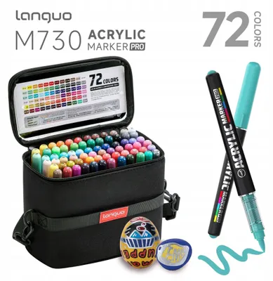 Produktbild von Acryl-Pinselmarker-Set, 72 Farben für Steine, Languo M730