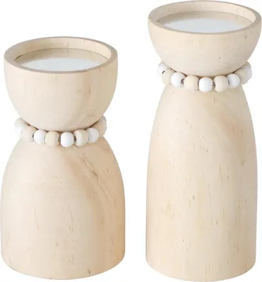 Produktbild von Boltze Home Kerzenhalter Set Holz natur - Dekoration Kerzenständer