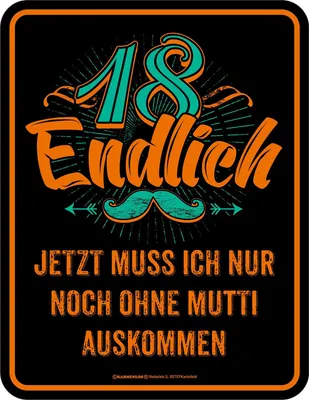 Produktbild von 18 Jahre - Fun-Schilder - Endlich 18