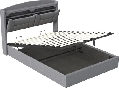 Produktbild von ProximaX Gasdruckbett 140×200 cm mit LED, USB und integriertem Stauraum – Modernes, komfortables Bett für Schlafzimmer oder Gästezimmer