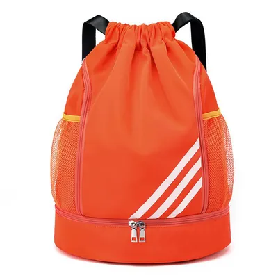 Produktbild von Turnbeutel Mode Sport Rucksäcke Kordelzug Turnbeutel Große Kapazität Wasserdicht Rucksack mit Bodenfach und Kordelzug Orange