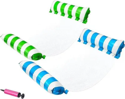 Produktbild von 2er Luftmatratze für Schwimmbad - 4-in-1 multifunktionales Schwimmbad-Inflatable mit Netz Wasserhammock Strandhängematte für Schwimmbad Strandparty Urlaub
