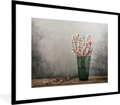 Produktbild von MuchoWow® MuchoWow® Gerahmtes Poster Blumen - Rosa - Stilleben 80x60 cm - Poster mit zchwarzem Bilderrahmen - Schlafzimmer-Dekorationen - Fotoposter