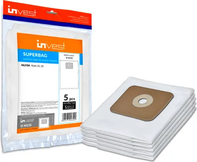 Produktbild von Invest 5x Staubsaugerbeutel für Nilfisk Multi 20 L, 30 Nilfisk INOX 20 L
