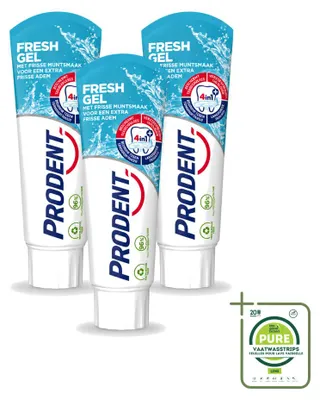 Image de 3 tubes de dentifrice Prodent Fresh Gel - 75 ml - Lot de 3