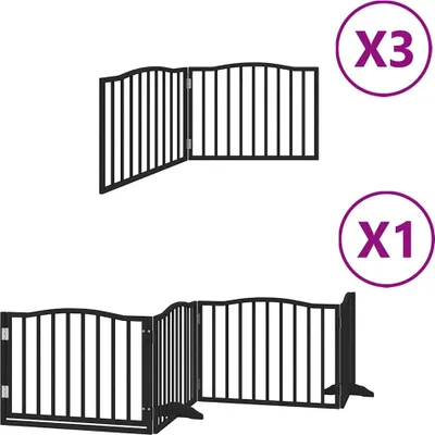 Image de vidaXL Porte pour chien 10 pièces avec porte Pliable Noir 800 cm Bois de peuplier