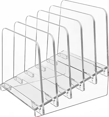 Produktbild von Stehsammler, Desktop Dateihalter aus Acryl, Vertikale Ordner- und Briefaufbewahrung, 5 Fächer, Modernes Design