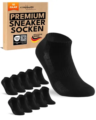 Produktbild von Sneaker Socken Herren Damen atmungsaktiv mit Mesh-Streifen - 70112T Schwarz 35-38 10 Paar