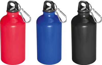 Produktbild von 3x Alu Trinkflasche / Sportflasche / 500ml / Farbe: je 1x blau, rot und schwarz