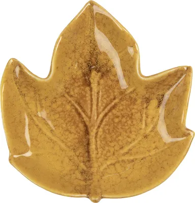 Produktbild von Clayre & Eef Dekoration Schale Blatt 14x13x2 cm Gelb Keramik