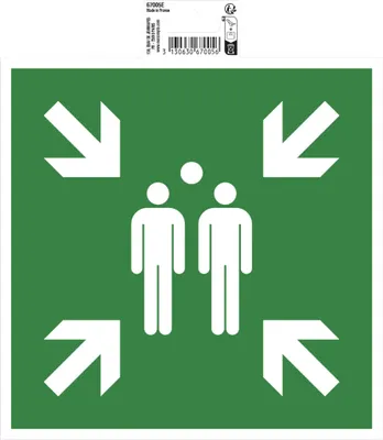 Image de Exacompta Panneau PVC adhésif Point de rassemblement 20x20 cm Vert 67005E