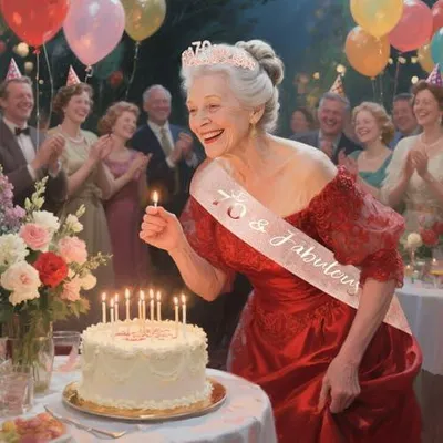 Produktbild von Set zum 70. Geburtstag für Frauen mit Geburtstagsschärpe und Strass-Tiara in Roségold
