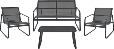 Produktbild von BELIANI Zestaw ogrodowy czarny stalowy 4-osobowy sofa fotele stolik styl industrialny do ogrodu patio