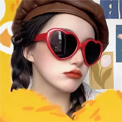 Produktbild von Herz Sonnenbrille für Damen und Herren, polarisierte Vintage-Brille für Festivals und Partys