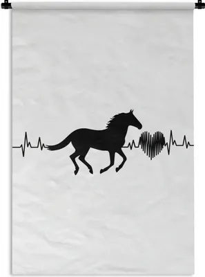 Produktbild von MuchoWow® Wandteppich Wandbehang Pferde - Schwarz - Weiß 120x180 cm Tapisserie Dekoration Wandtuch - Schlafzimmer - Dekorationen für das Haus