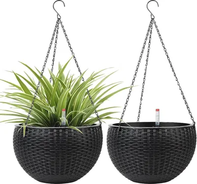 Obrázek produktu pro Samozavlažovací závěsný květináč 2ks 28cm s ukazateli hladiny vody