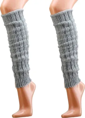 Produktbild von krautwear® 2 Paar Stulpen mit Alpakawolle ca. 40cm Legwarmers Grobstrickstulpen (2x silber)