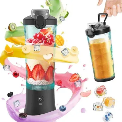 Image de Mini-mixeur USB compact 600 ml, noir, pour le sport