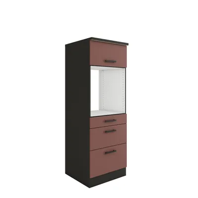 Produktbild von Optifit Backofenhochschrank mit Auszügen Nizza407 BxTxH 60 x 60 x 174,4 cm rostrot matt zerlegt Anschlag reversibel KUNI