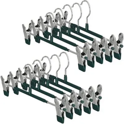 Produktbild von Platzsparende Metall-Hänger mit Klemmen - 10 rutschfeste Kleiderbügel für Kleidung und Jeans