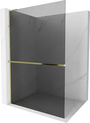 Produktbild von Mexen Kioto+ L Duschwand mit Regal Walk-in 120 x 200 cm, graphit, gold - 800-120-123-50-40